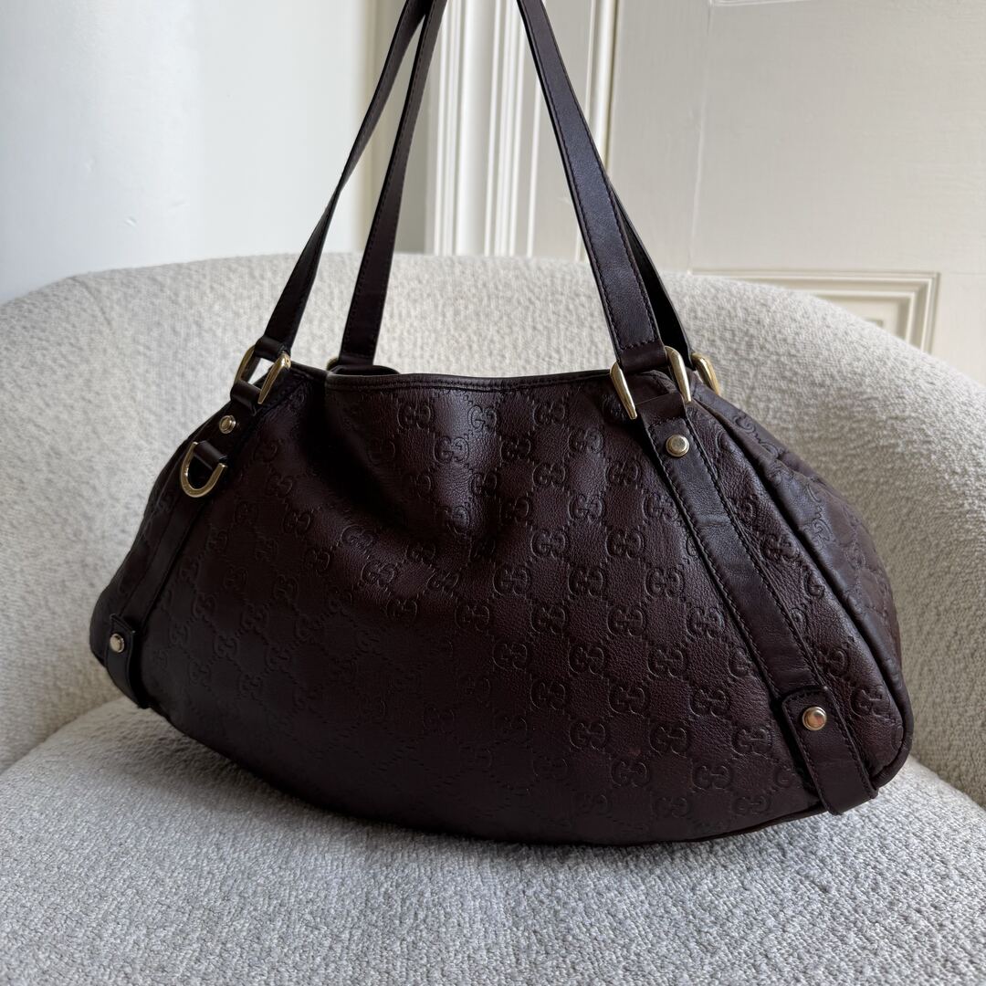 Gucci Guccissima Abbey Leather Brown Tote Bag