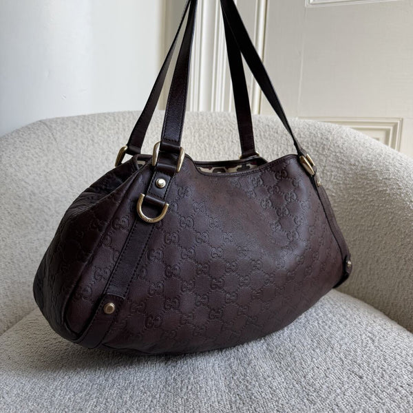 Gucci Guccissima Abbey Leather Brown Tote Bag