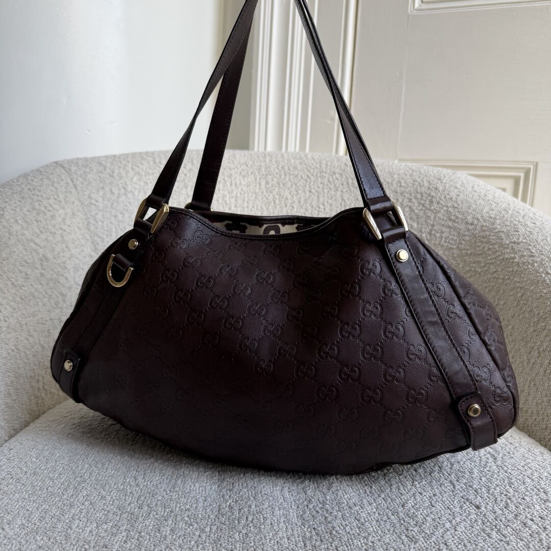 Gucci Guccissima Abbey Leather Brown Tote Bag