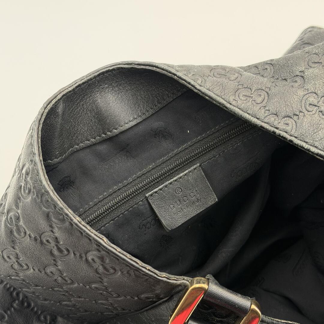 Gucci Guccissima Hobo Black Leather Shoulder Bag