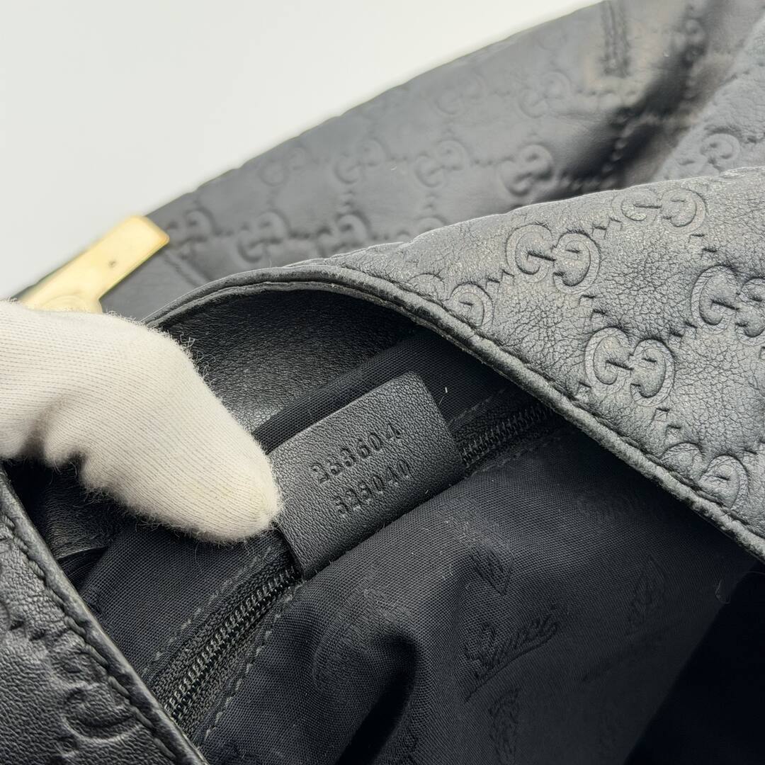 Gucci Guccissima Hobo Black Leather Shoulder Bag