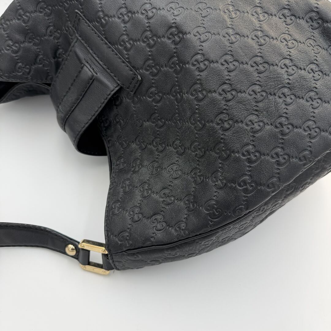 Gucci Guccissima Hobo Black Leather Shoulder Bag