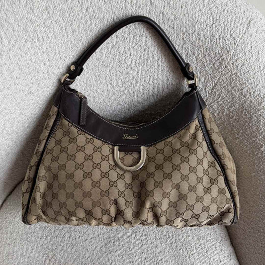 Gucci GG Canvas Abbey Brown Shoulder Bag