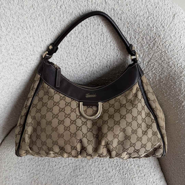 Gucci GG Canvas Abbey Brown Shoulder Bag