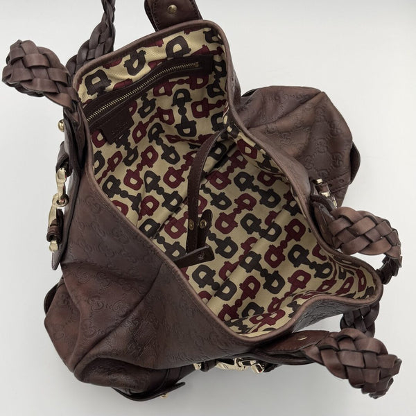 Gucci Guccissima Horsebit Leather Brown Tote Bag
