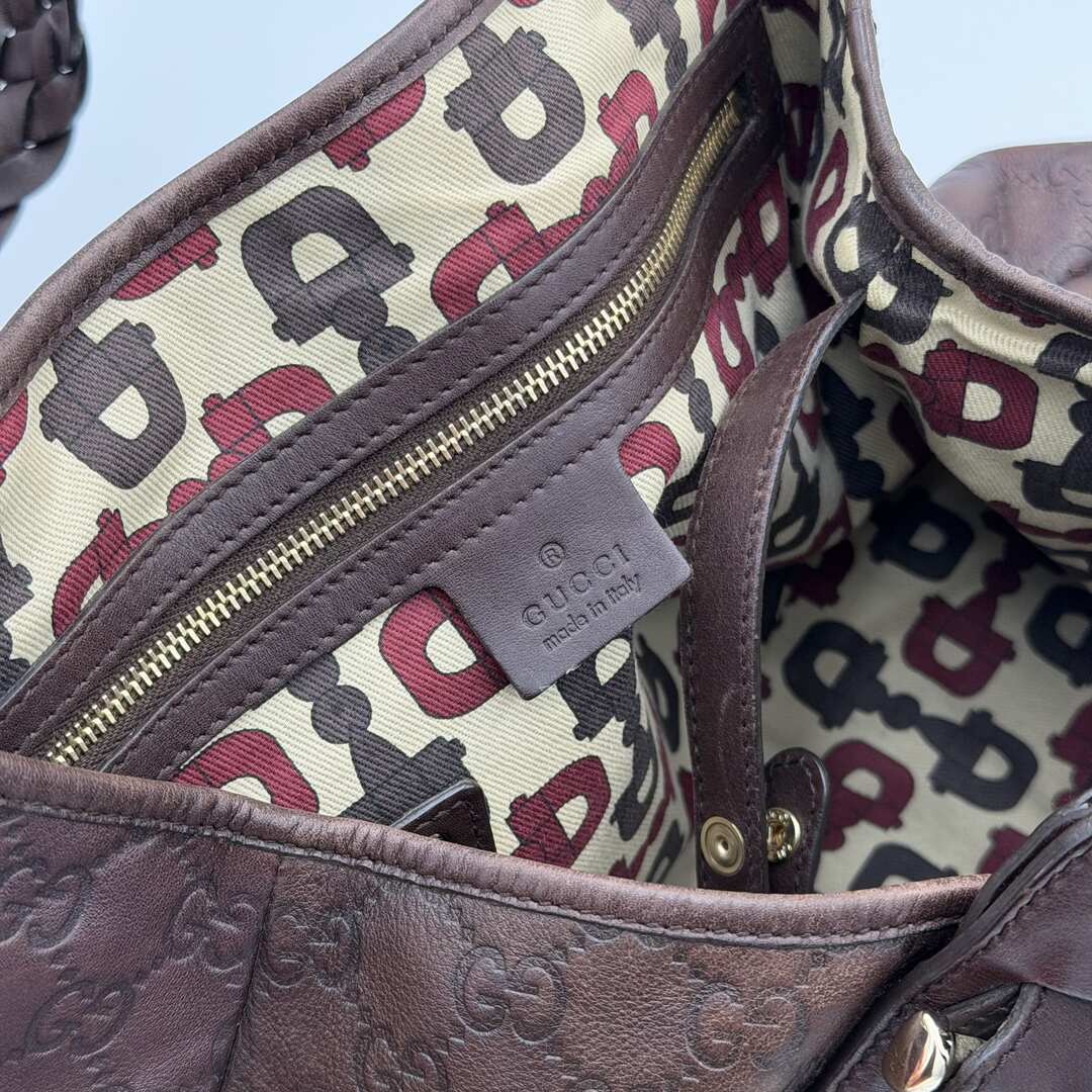 Gucci Guccissima Horsebit Leather Brown Tote Bag