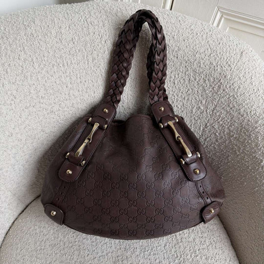 Gucci Guccissima Horsebit Leather Brown Tote Bag