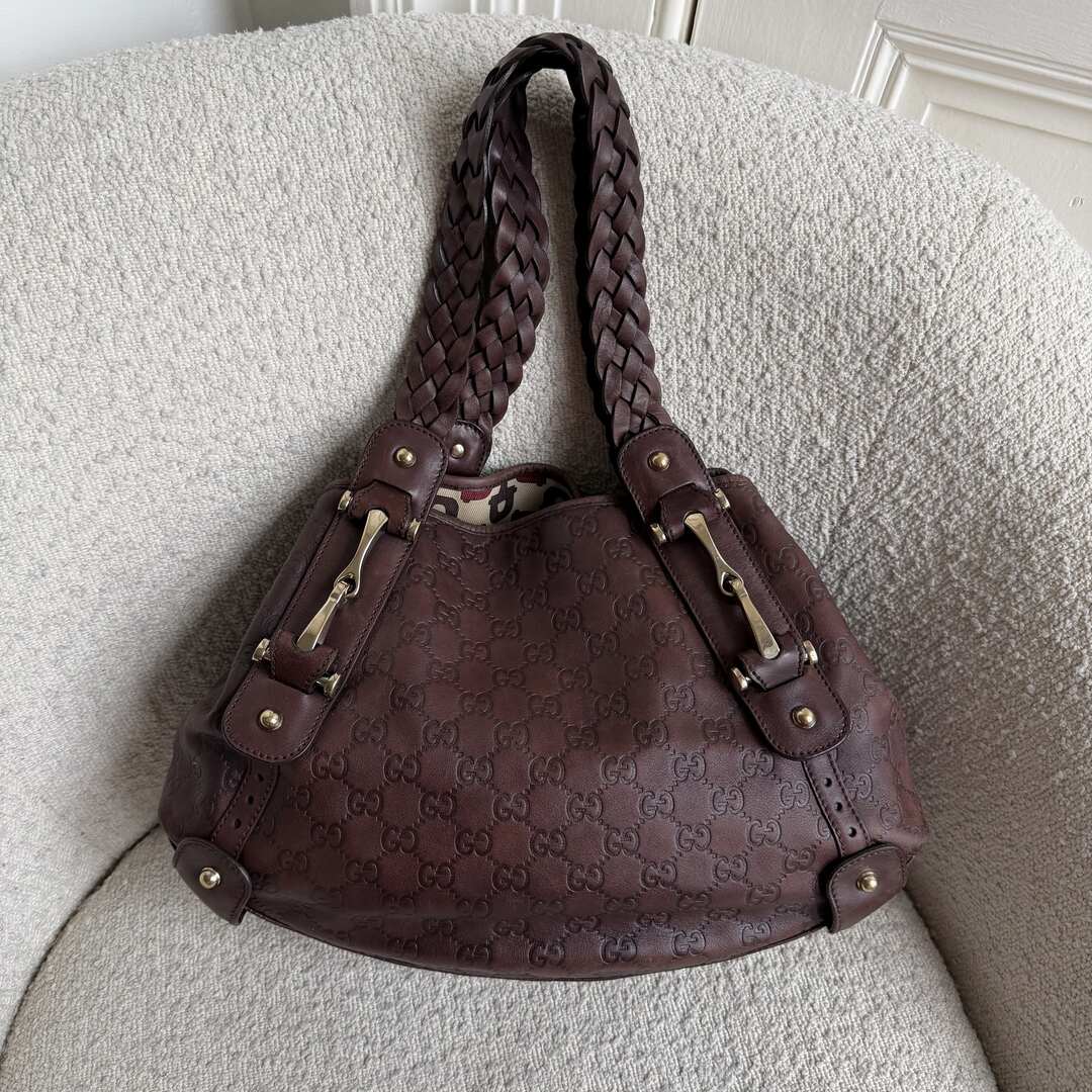 Gucci Guccissima Horsebit Leather Brown Tote Bag
