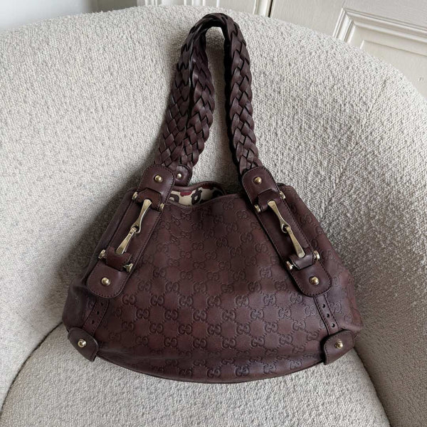 Gucci Guccissima Horsebit Leather Brown Tote Bag