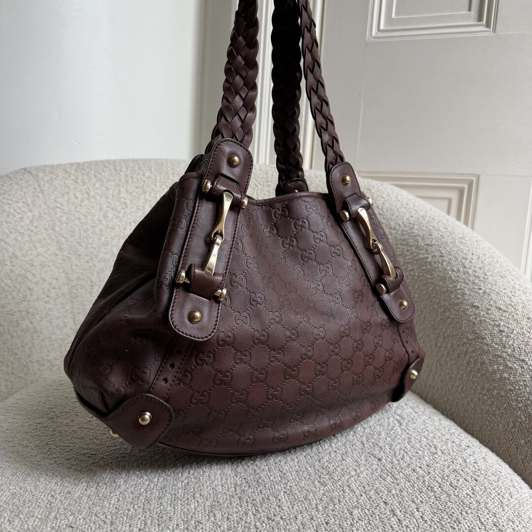 Gucci Guccissima Horsebit Leather Brown Tote Bag