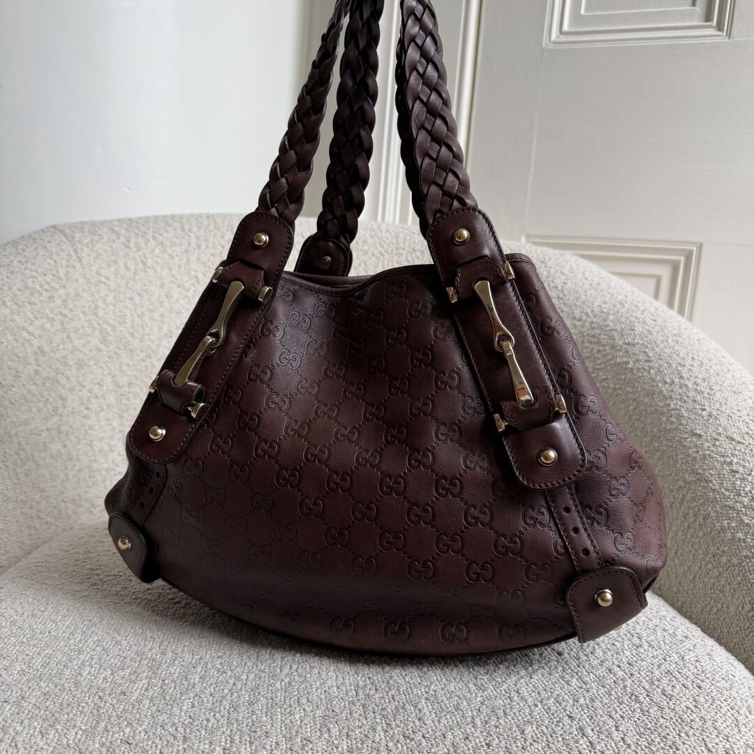 Gucci Guccissima Horsebit Leather Brown Tote Bag