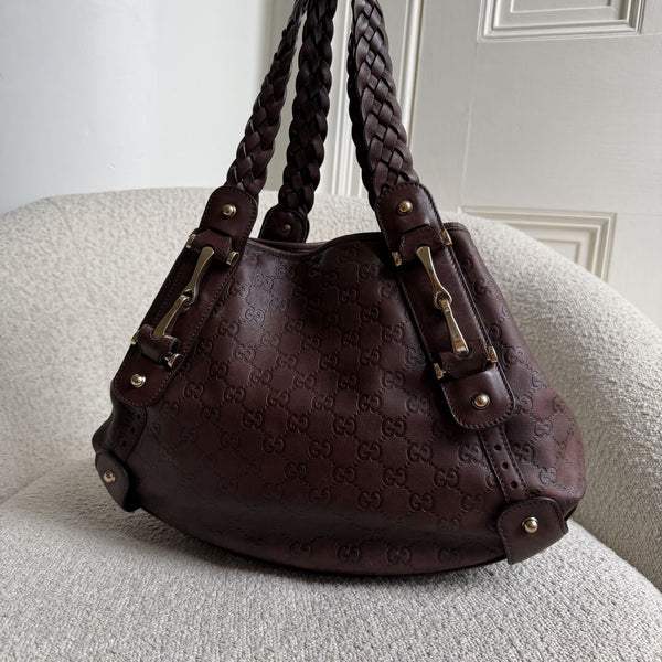 Gucci Guccissima Horsebit Leather Brown Tote Bag