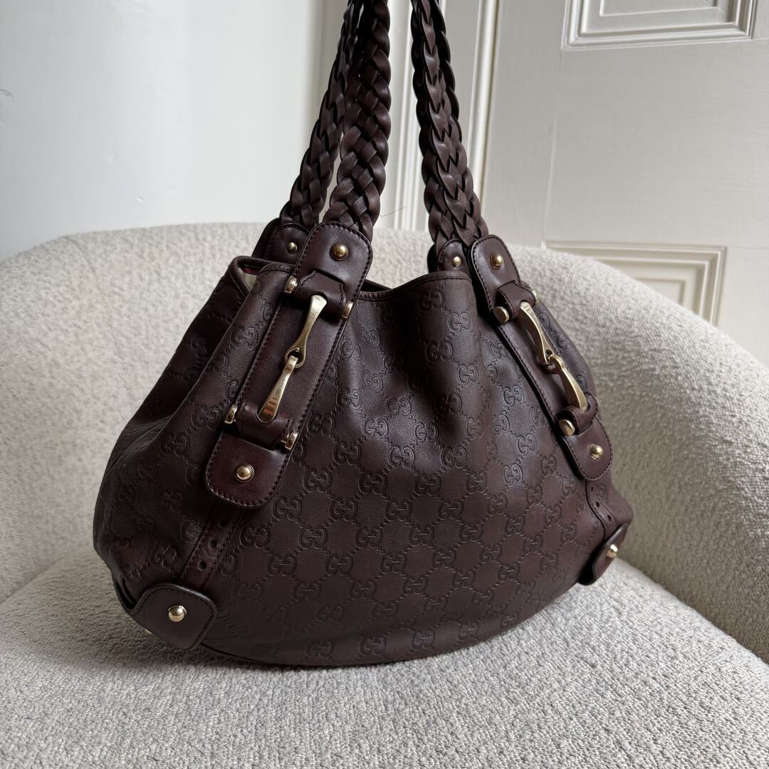 Gucci Guccissima Horsebit Leather Brown Tote Bag