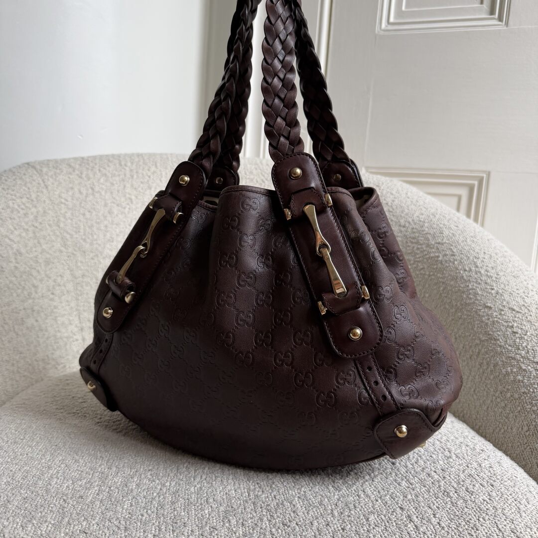 Gucci Guccissima Horsebit Leather Brown Tote Bag