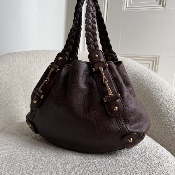 Gucci Guccissima Horsebit Leather Brown Tote Bag