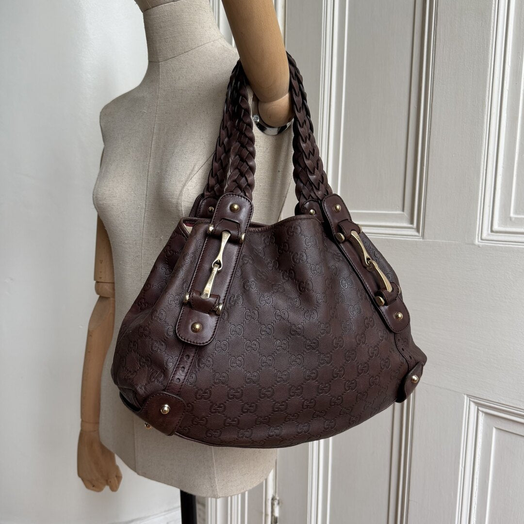 Gucci Guccissima Horsebit Leather Brown Tote Bag