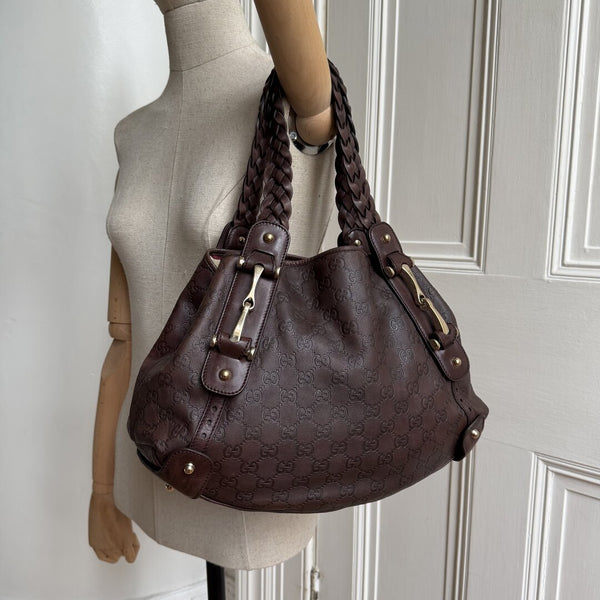 Gucci Guccissima Horsebit Leather Brown Tote Bag