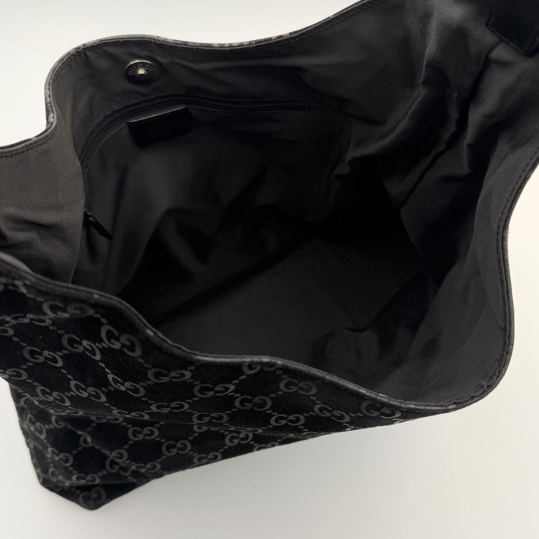 Gucci GG Monogram Suede Navy Shoulder Bag