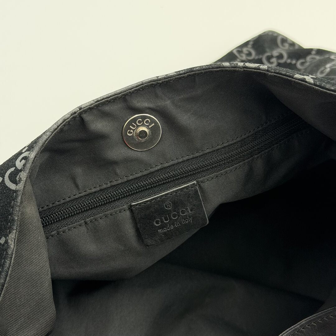 Gucci GG Monogram Suede Navy Shoulder Bag