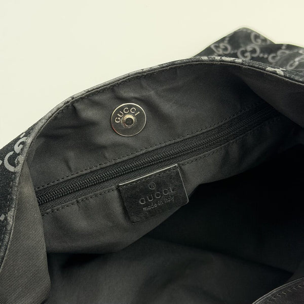 Gucci GG Monogram Suede Navy Shoulder Bag