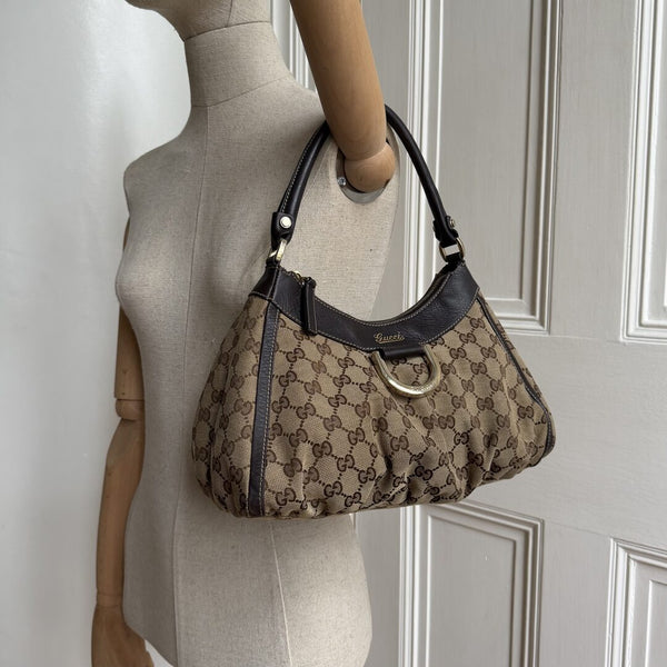 Gucci GG Canvas Abbey Brown Shoulder Bag
