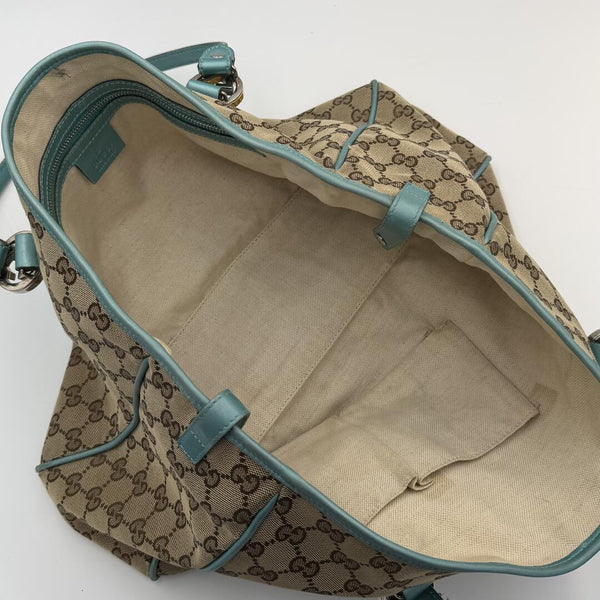 Gucci GG Twins Blue Leather Tote Bag