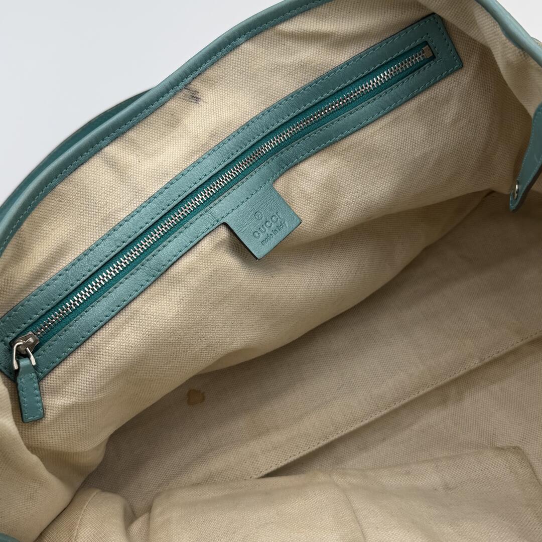 Gucci GG Twins Blue Leather Tote Bag