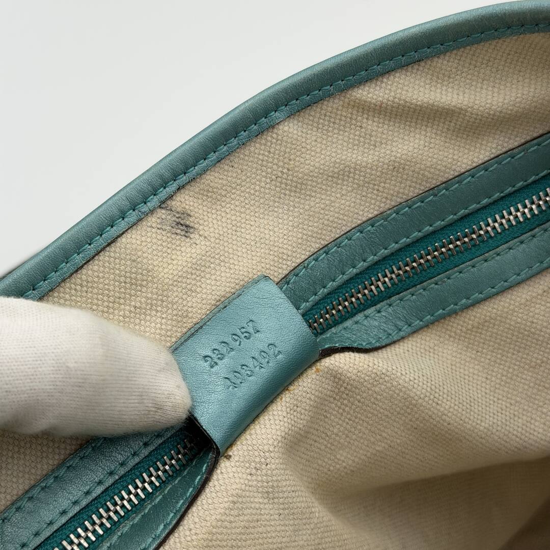 Gucci GG Twins Blue Leather Tote Bag