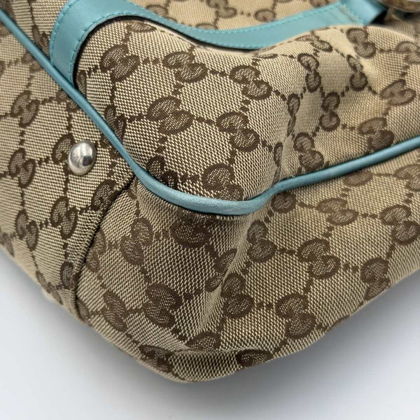 Gucci GG Twins Blue Leather Tote Bag