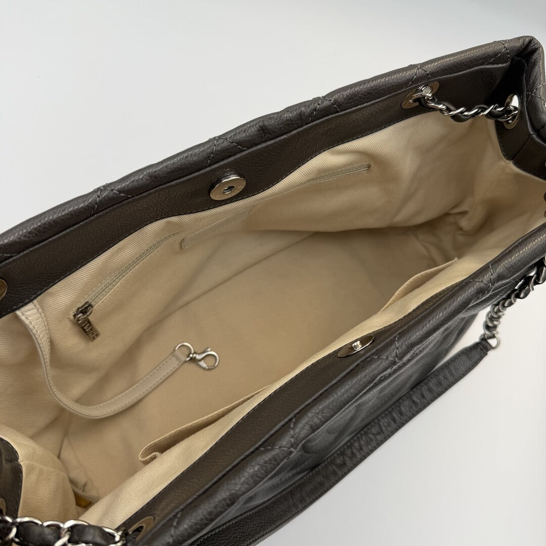 2012 Chanel CC Petite Timeless Caviar Grey Tote Bag