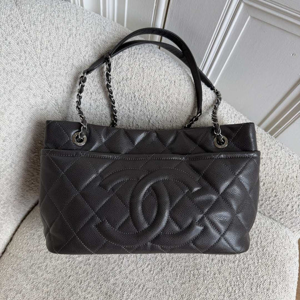 2012 Chanel CC Petite Timeless Caviar Grey Tote Bag