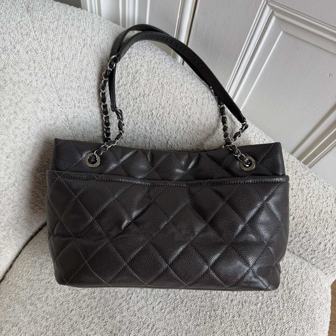 2012 Chanel CC Petite Timeless Caviar Grey Tote Bag