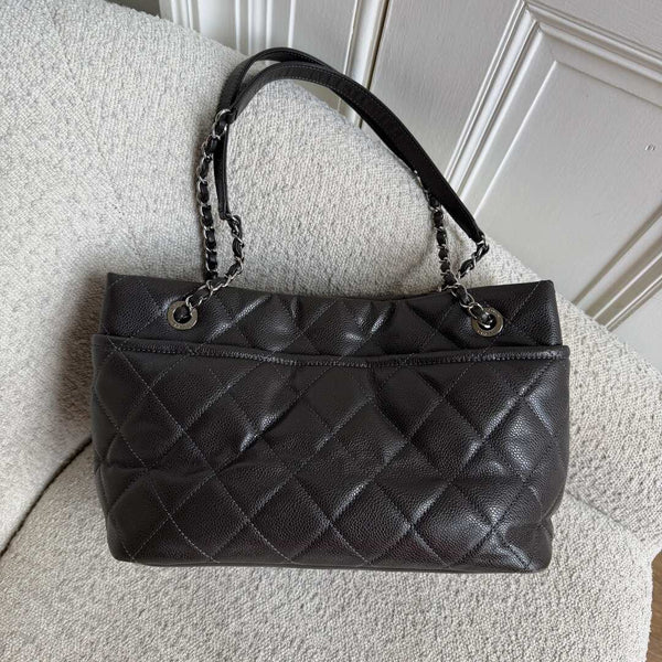 2012 Chanel CC Petite Timeless Caviar Grey Tote Bag