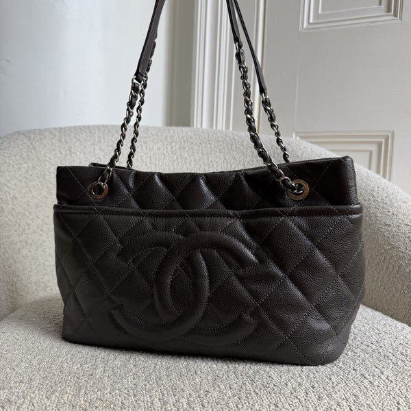 2012 Chanel CC Petite Timeless Caviar Grey Tote Bag