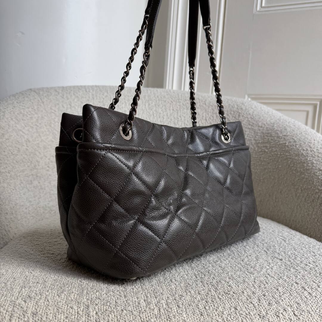 2012 Chanel CC Petite Timeless Caviar Grey Tote Bag