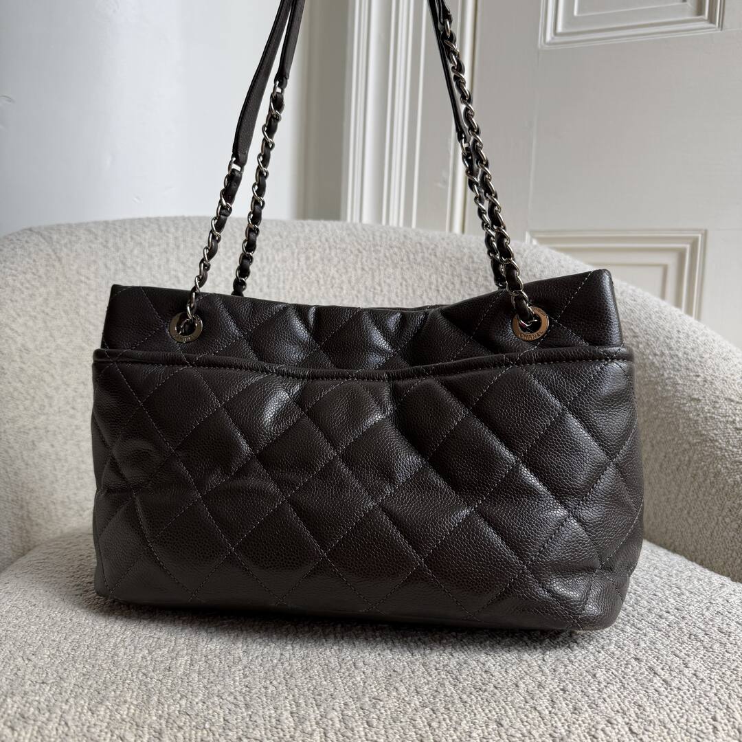 2012 Chanel CC Petite Timeless Caviar Grey Tote Bag