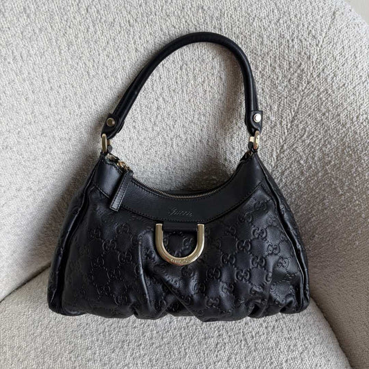Gucci Guccissima Abbey Leather Black Shoulder Bag