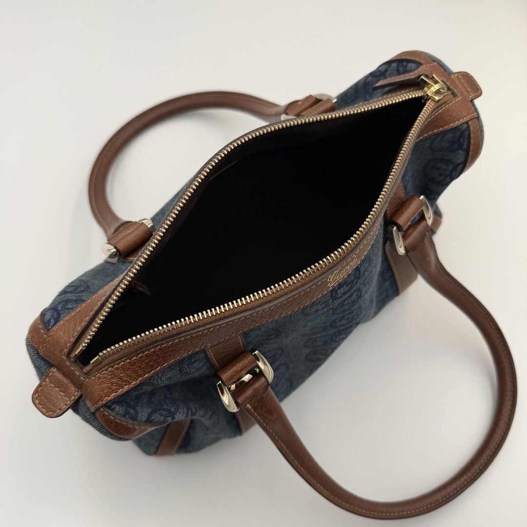 Gucci GG Denim Mini Abbey Boston Shoulder Bag