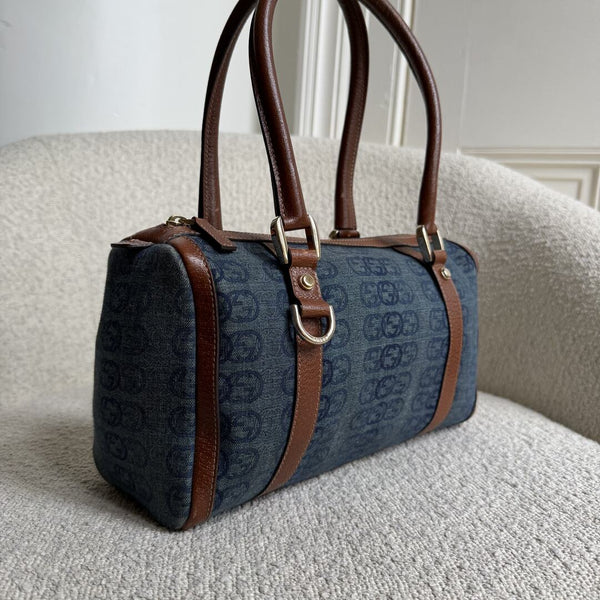Gucci GG Denim Mini Abbey Boston Shoulder Bag