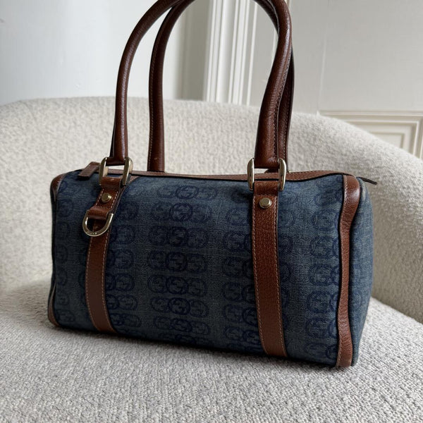 Gucci GG Denim Mini Abbey Boston Shoulder Bag