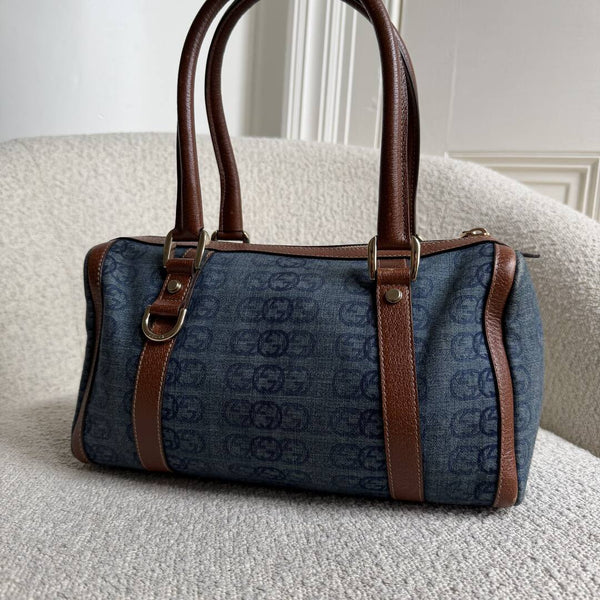 Gucci GG Denim Mini Abbey Boston Shoulder Bag