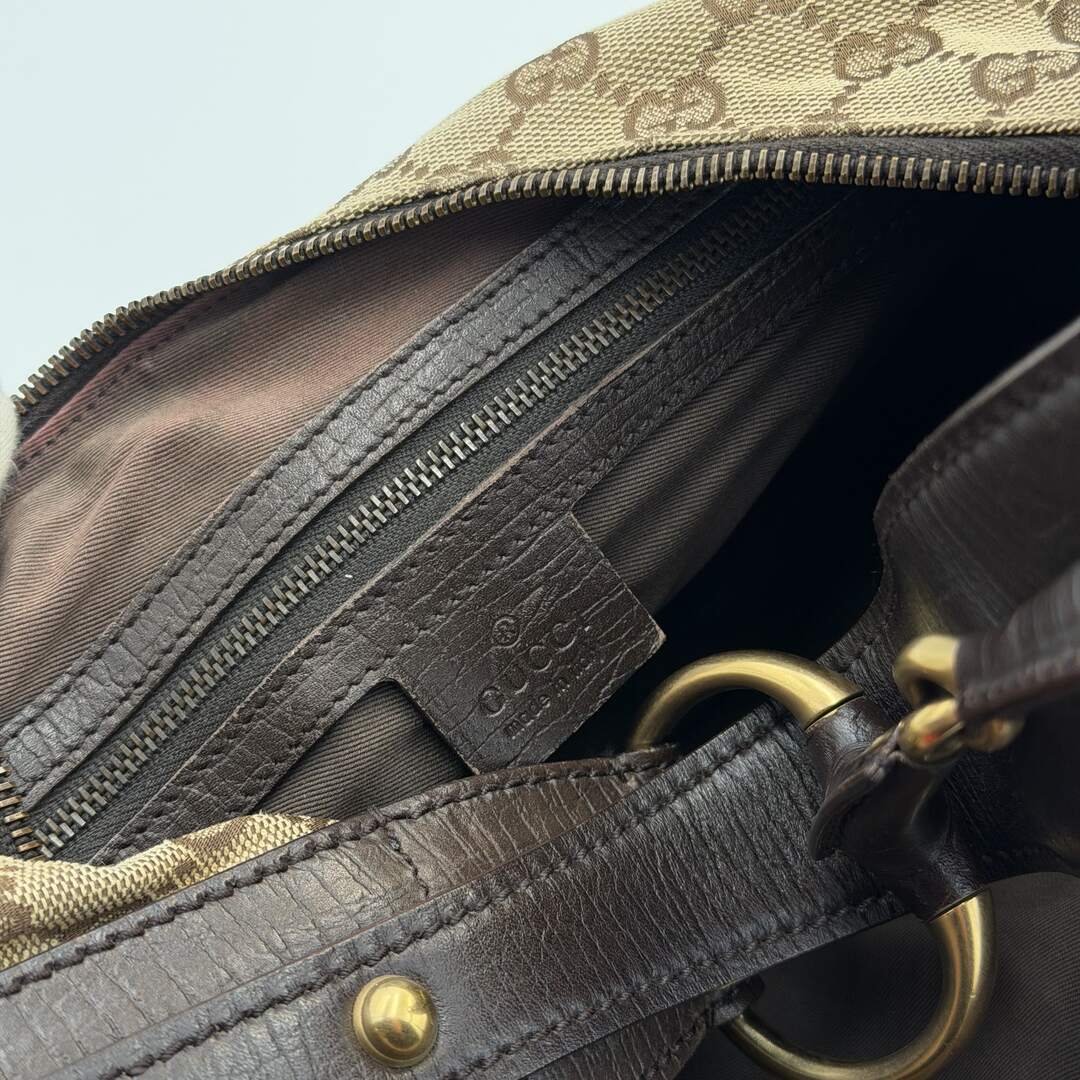 Gucci GG Canvas Horsebit Hobo Brown Shoulder Bag