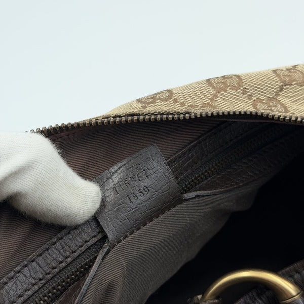 Gucci GG Canvas Horsebit Hobo Brown Shoulder Bag