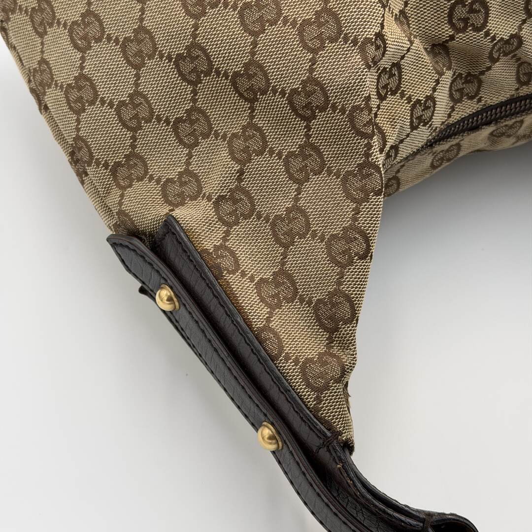 Gucci GG Canvas Horsebit Hobo Brown Shoulder Bag