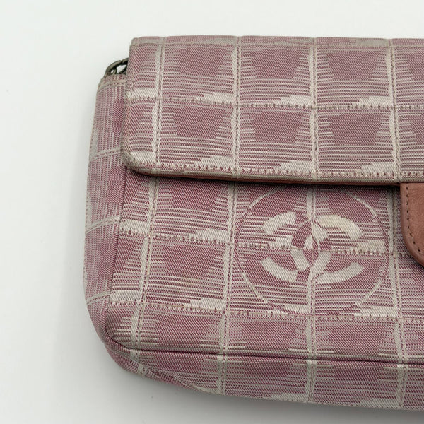 2002 Chanel East West Travel Line Pink Flap Shoulder Bag