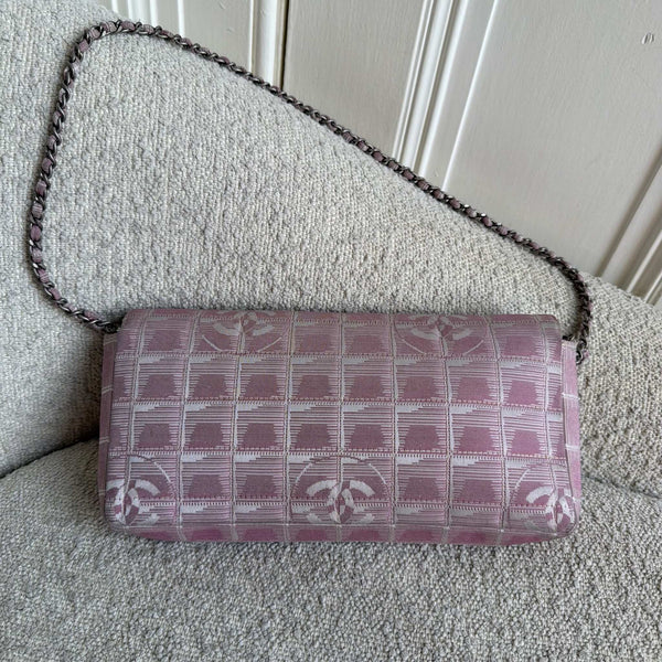 2002 Chanel East West Travel Line Pink Flap Shoulder Bag