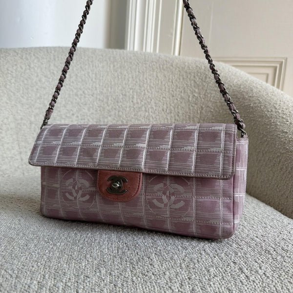 2002 Chanel East West Travel Line Pink Flap Shoulder Bag