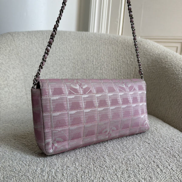 2002 Chanel East West Travel Line Pink Flap Shoulder Bag