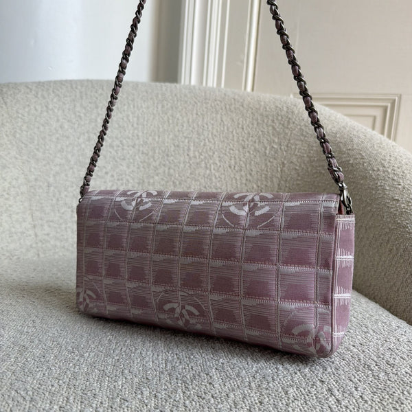 2002 Chanel East West Travel Line Pink Flap Shoulder Bag