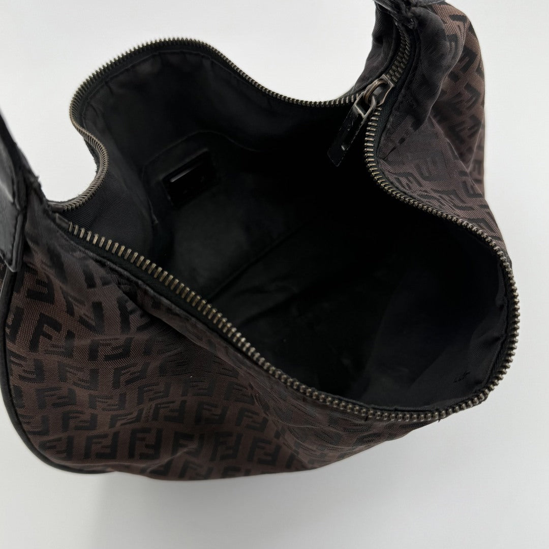 Fendi Zucchino Monogram Hobo Brown Shoulder Bag